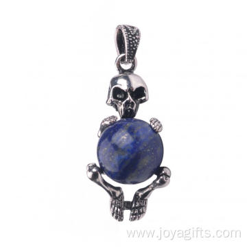 Skull Pendant Lapis Lazuli Healing Crystal Beads